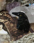 Black Onyx Hand Carved Raven Figurine, raven statue - SugarMuses