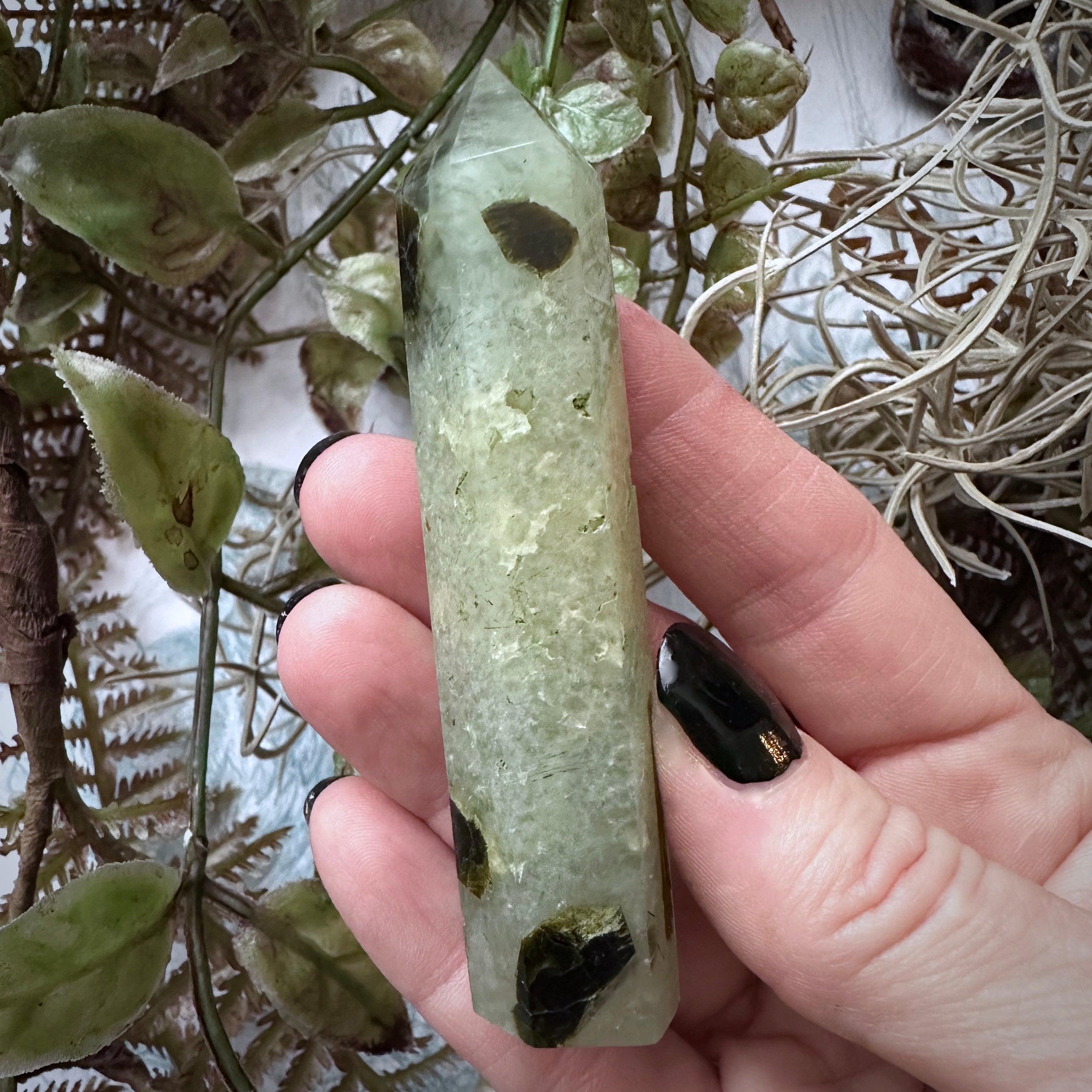 Prehnite, Epidote and Tourmaline Crystal Tower,  - SugarMuses