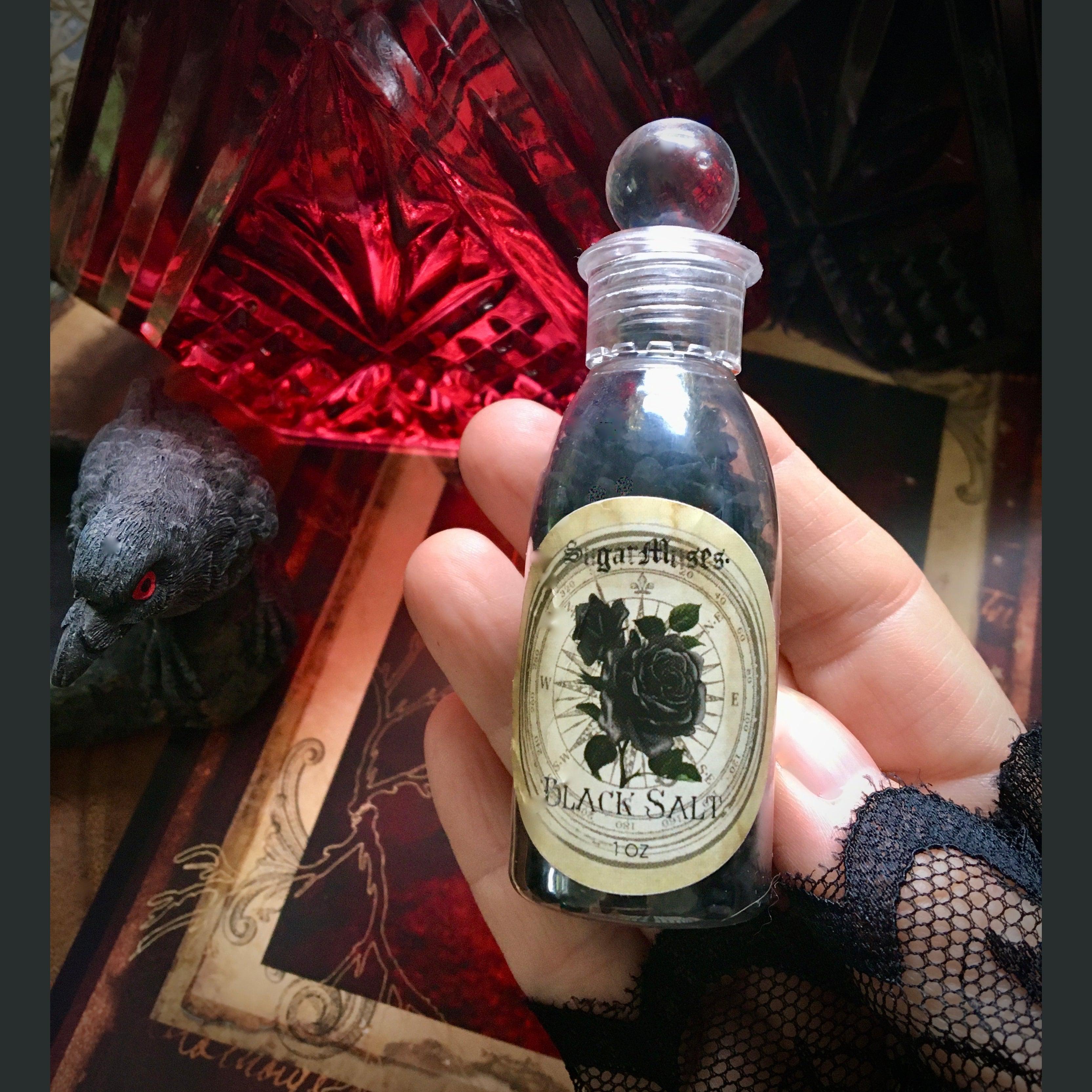 Black Salt in Apothecary Bottle, black salt - SugarMuses