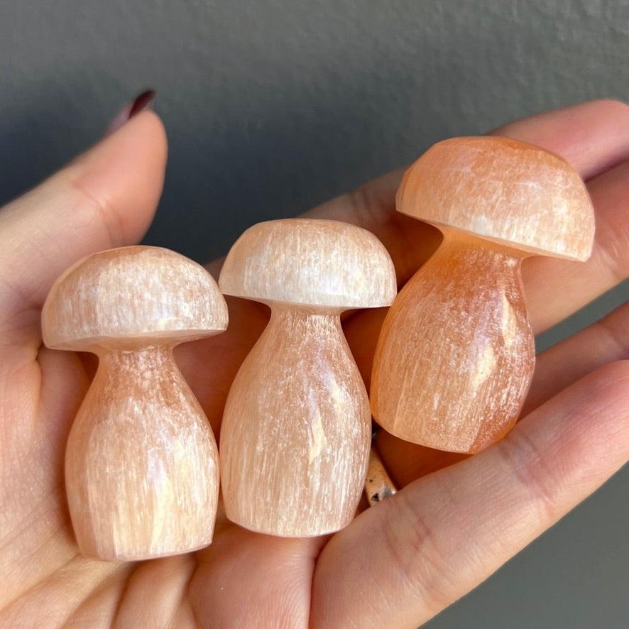 Peach Selenite Mushroom,  - SugarMuses