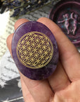 Amethyst Flower of Life, flower of life pocket gemstone - SugarMuses