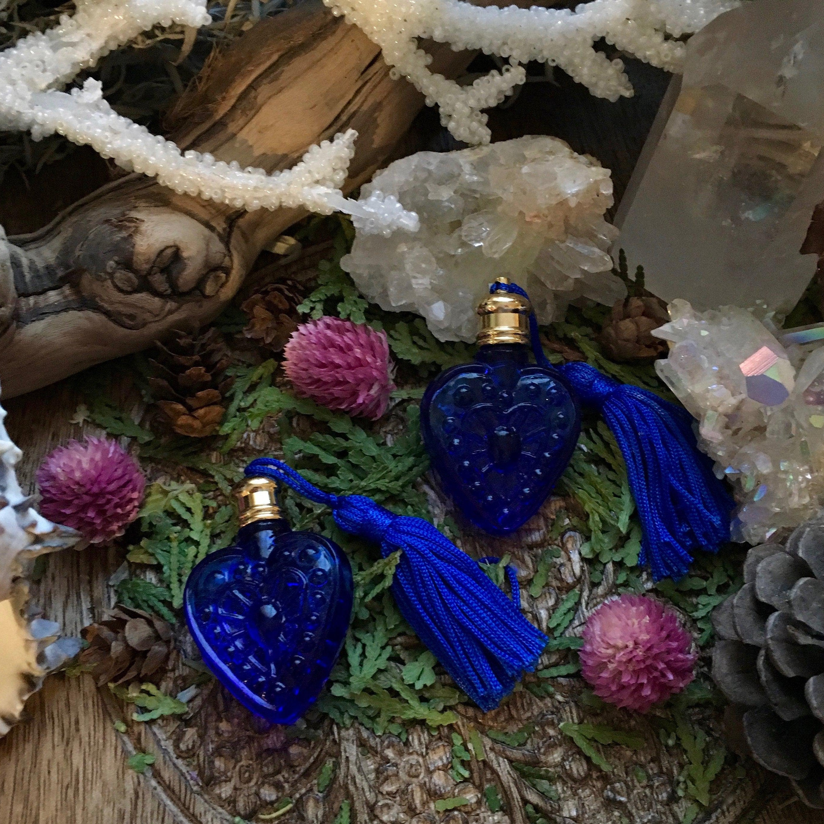 Blue Crystal Heart Perfume Bottle - Choose Your Perfume, perfume oil - SugarMuses