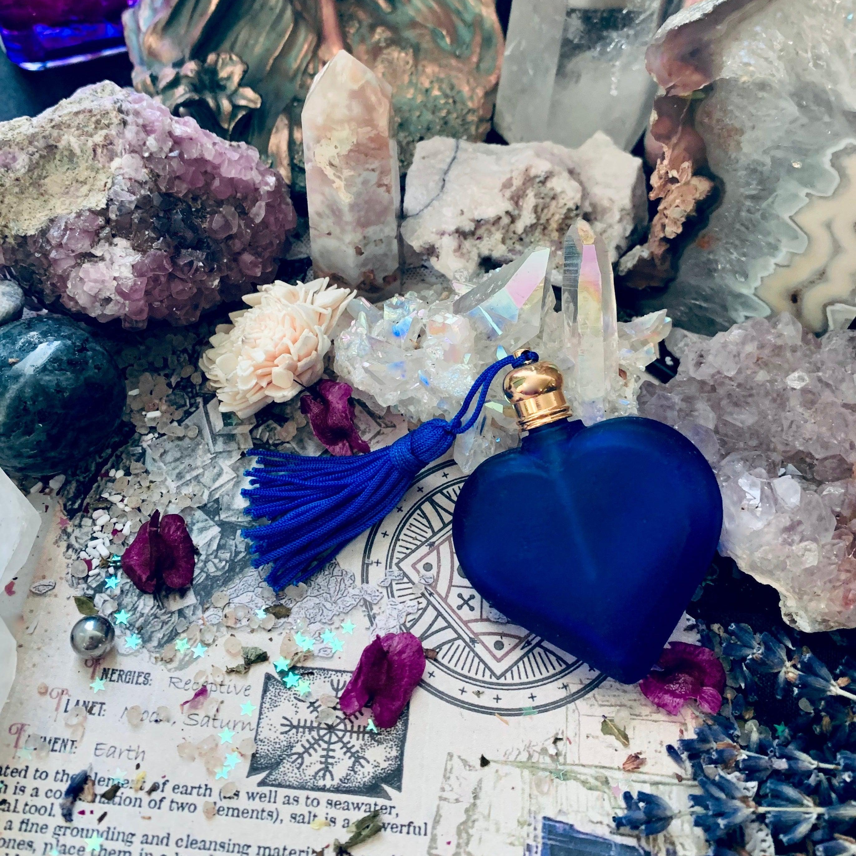 Blue Glass Heart Perfume Bottle With Your Choice Of Perfume, perfume oil - SugarMuses