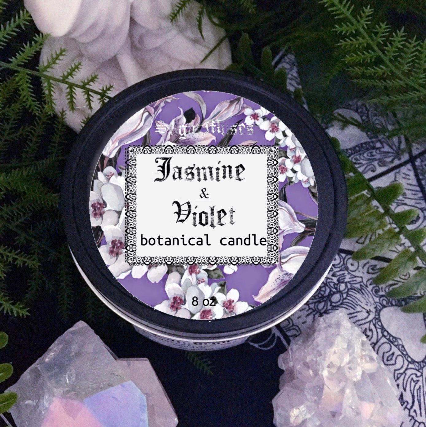 Jasmine &amp; Violet Botanical Candle, Botanical Collection - SugarMuses