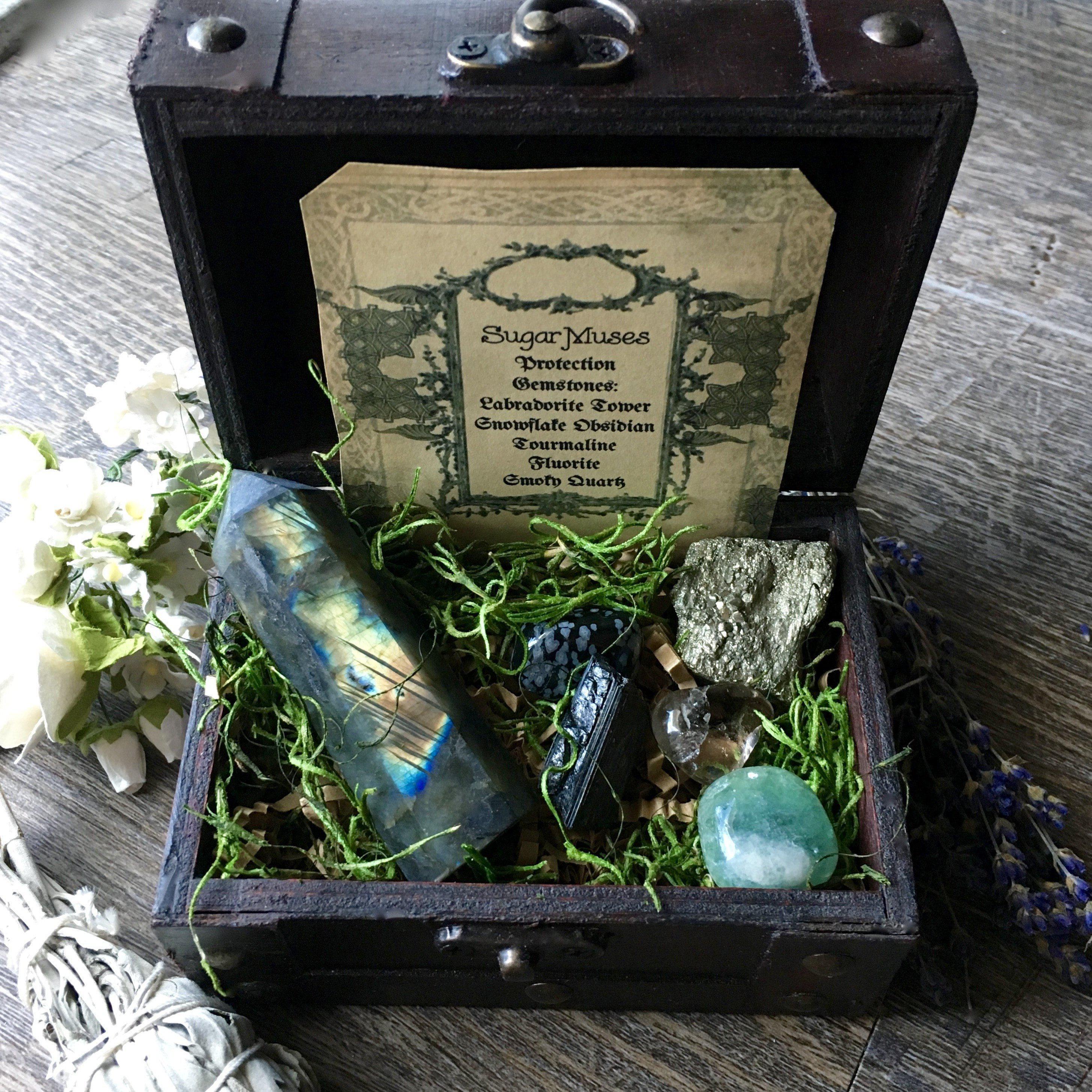 Protection Gem Set Wood Gift Box, Box Set - SugarMuses