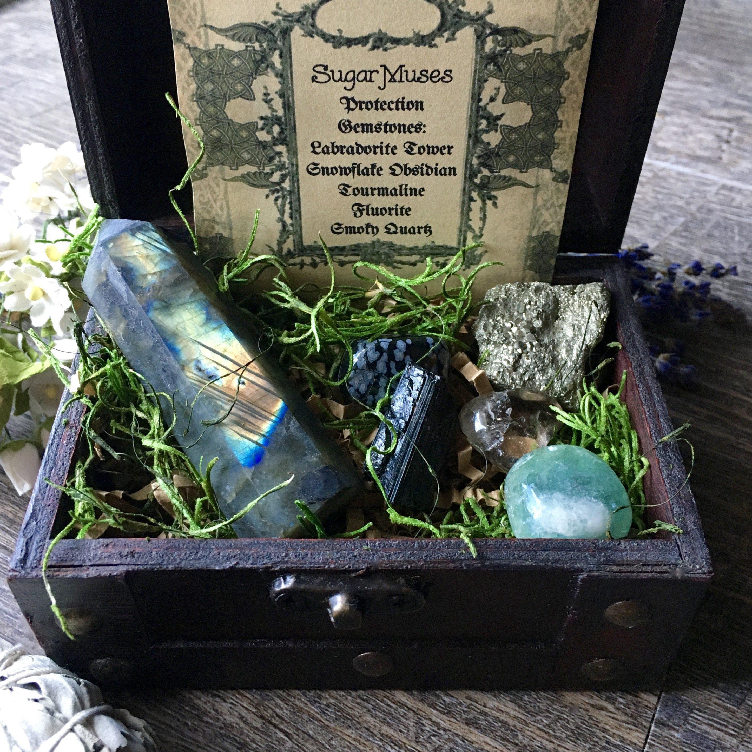 Protection Gem Set Wood Gift Box, Box Set - SugarMuses