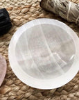 Selenite Bowl with Protection Gemstone Collection, selenite bowl - SugarMuses