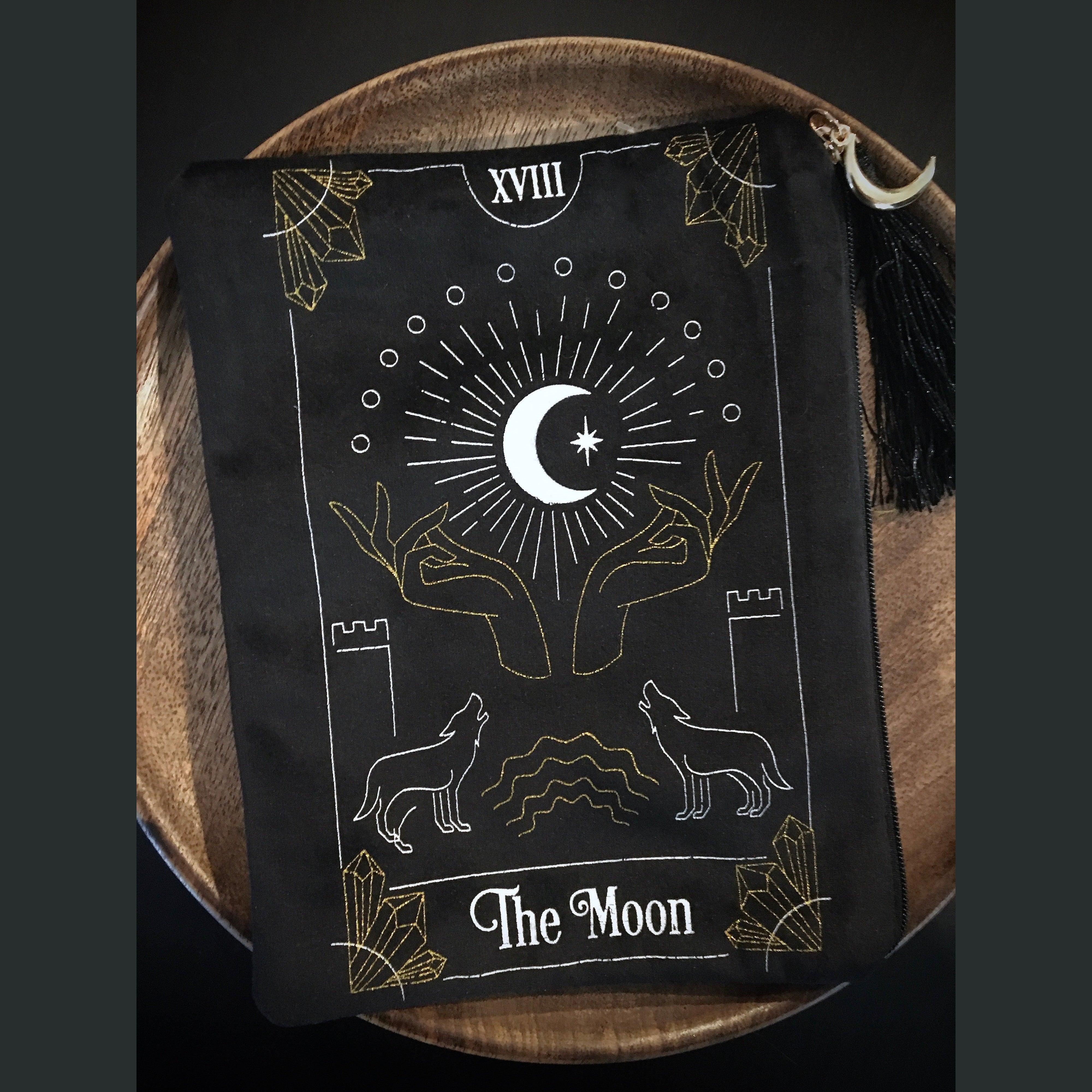 The Moon Velvet Tarot Bag, tarot bag - SugarMuses